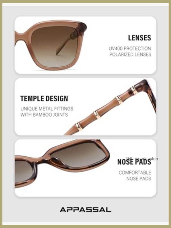 Chunky Polarized Sunglasses with Bamboo Temple Design main image 7